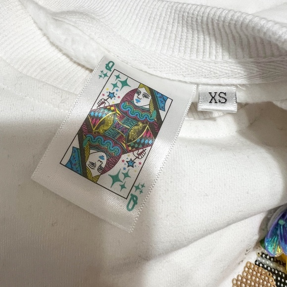 Queen Of Sparkles Popping Champagne Sequin Pearl Crystal Embellished Sweater XS - Picture 2 of 4